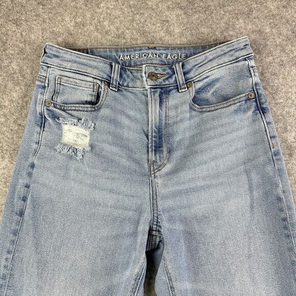 American Eagle Jeans Womens 4 Regular Blue Distressed Mom Medium Wash Denim - Picture 13 of 16